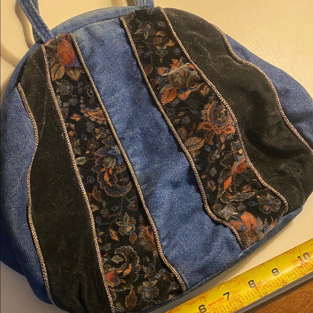Blue and Black Denim Handbag - Picture 2 of 7